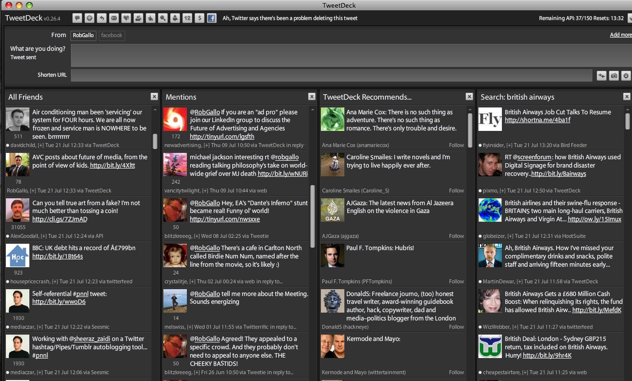 Captura de TweetDeck